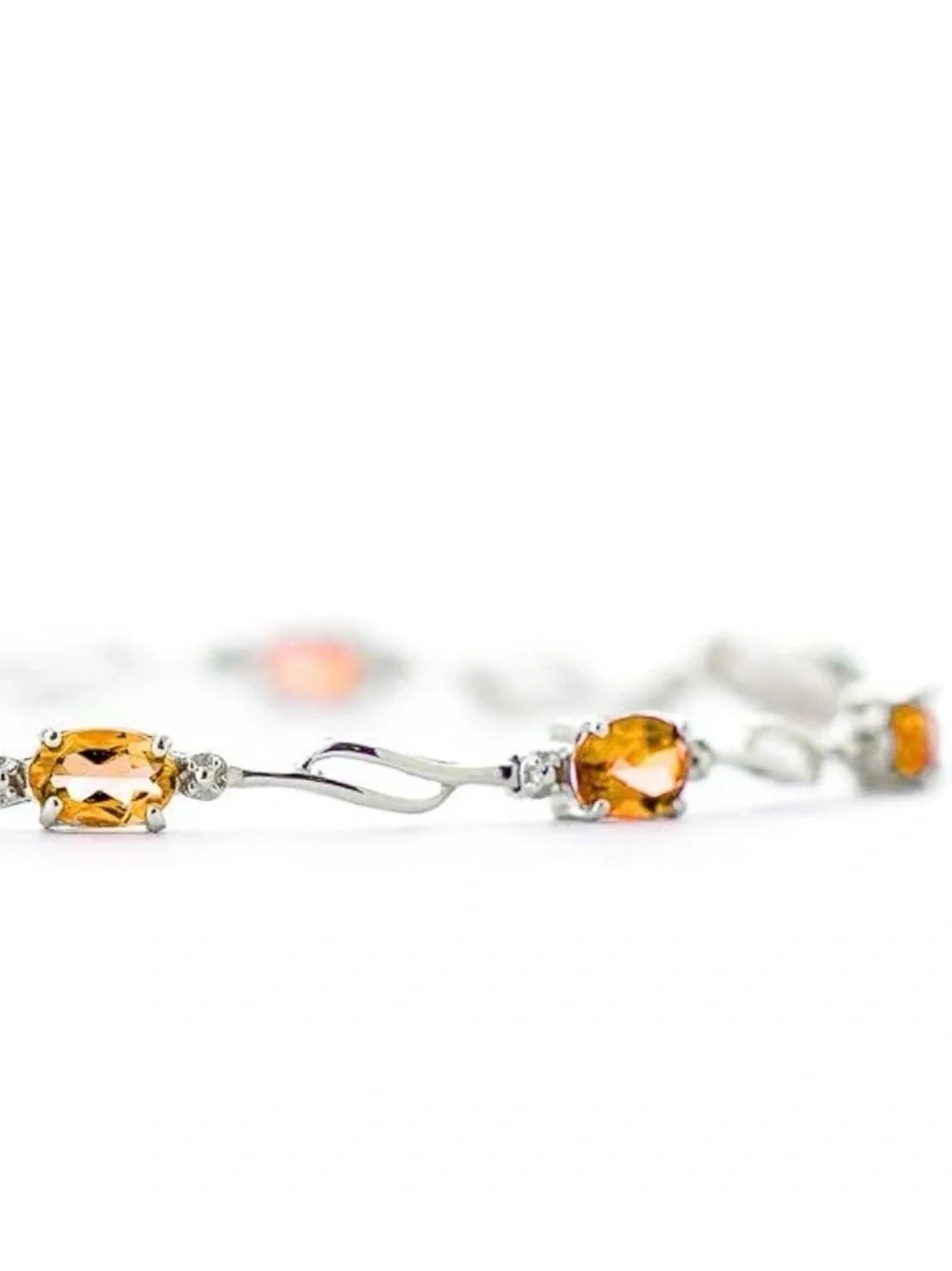 Galaxy Gold 14 K Solid Gold Natural Diamond & Citrine Tennis Bracelet